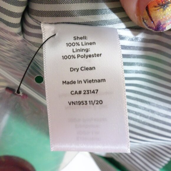 NWT Talbots Linen Blazer Jacket 12P Preppy Career Coastal Light Green Academia - Picture 7 of 7